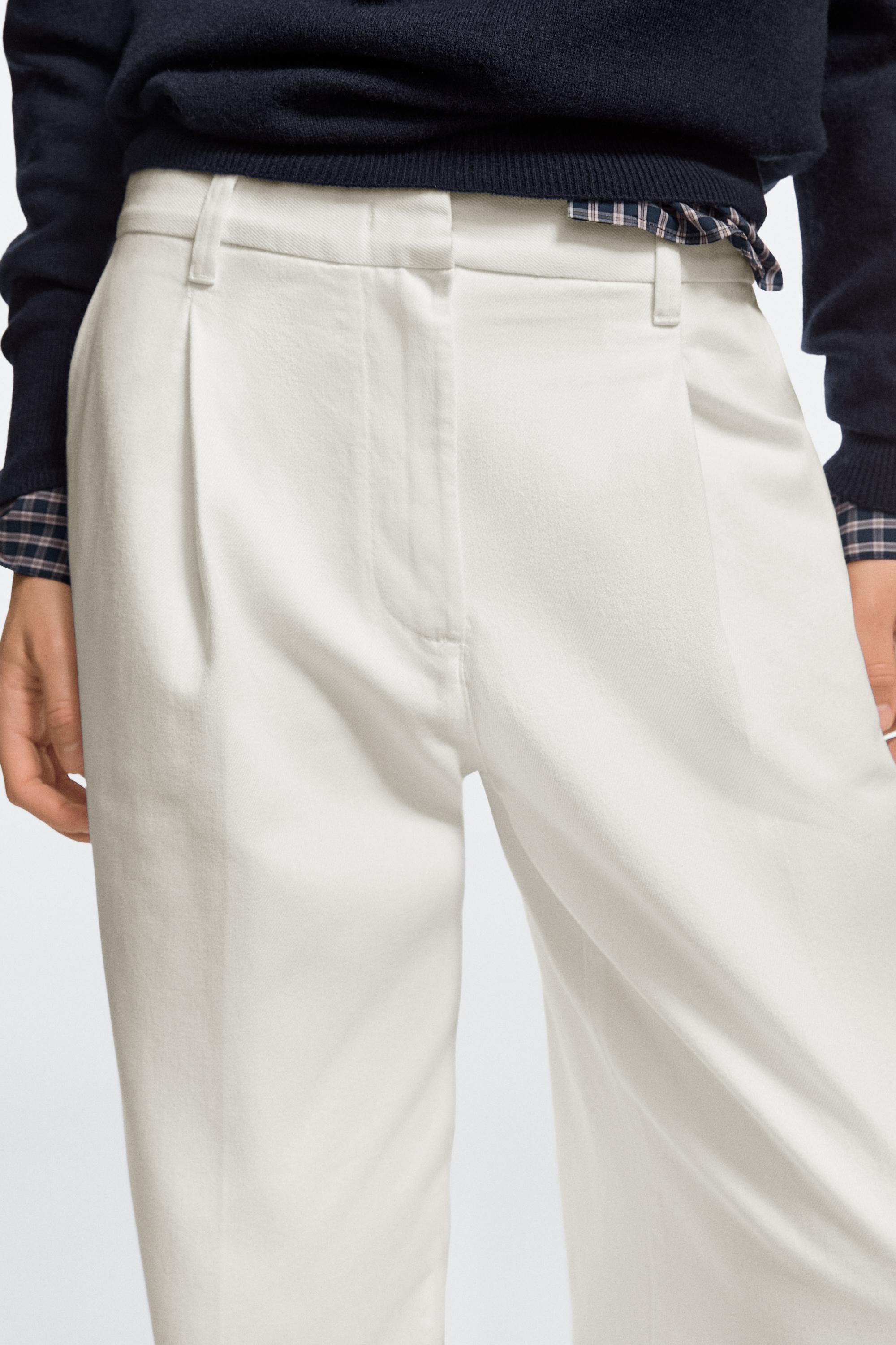 Pantalon wide leg taille basse à pinces